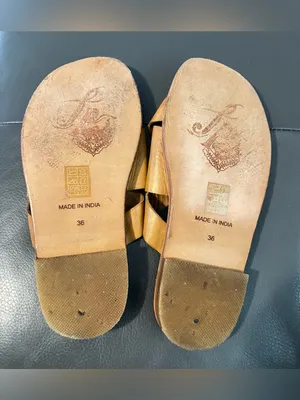 Free People Cognac Leather Crisscross Slide Sandals size 6 womens thumbnail 3