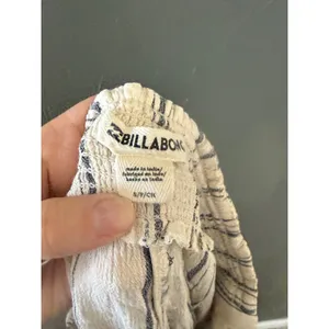 Billabong Womens Striped Wide Leg Linen Blend Pants‎ Cream Navy Blue Coastal L thumbnail 9