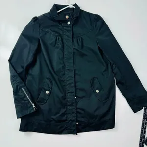 H&M Black Zip‎ Button Lightweight Coat Jacket Size 6 thumbnail 3