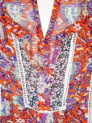 Anthropologie Meadow Rue Floral Colorblock Sleeveless Top, EUC, Medium thumbnail 3