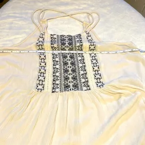 Abercrombie & Fitch- Boho Cream Flowy Embroidered Halter Criss-Cross Top- Size S thumbnail 7