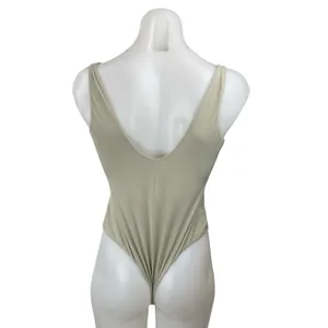 Skims Women's Gray Sleeveless Square Neck Backless Tank Bodysuit Top Size XL thumbnail 4