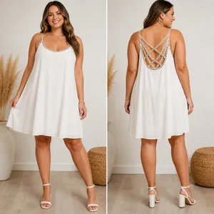 White Beaded Cage Back Mini Dress Womens Size Medium Cream‎ NWT Summer Cocktail thumbnail 6