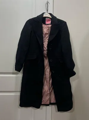 Kate Spade Black Wool Blend Notch Collar Coat Size Small $450 thumbnail 2