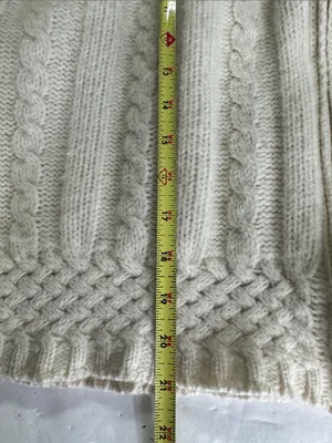Aran Crafts Cream Cable-Texture Turtleneck zip up cropped cardigan 100% wool M thumbnail 13