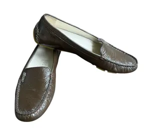 Gucci Driving Moccasins Flats Patent Crinkle Leather Brown 36.5 thumbnail 1