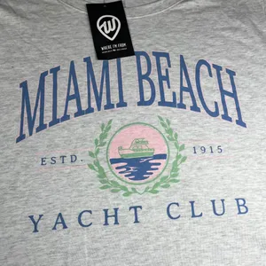Where I'm From Miami Beach Yacht Club Woman’s Cropped Shirt CropTop Size Large thumbnail 2