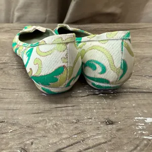 Vtg Prada SS2003 Green‎ Brocade Flat Shoes 37.5 thumbnail 7