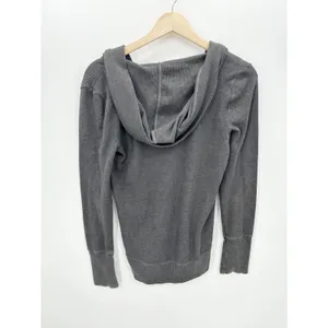 Y2K‎ American Eagle Gray Thermal Pullover Sweater Hooded Shawl Neck Women Large thumbnail 2