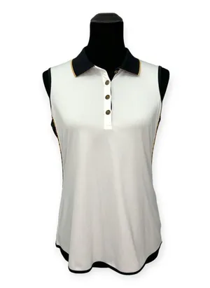 Greg Norman | Medium | ML75 Leopard Accent Play DRY Sleeveless Polo Golf Shirt thumbnail 4