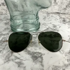 Ray Ban Vintage Aviator Large Gold Metal Sunglasses RB8026 Made‎ in Italy thumbnail 8