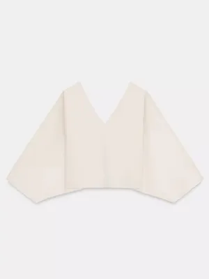 Zara NWT SET Cream V-Neck Balloon Sleeve Top & Skirt thumbnail 13