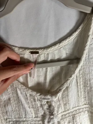 Free People ivory lace trim peplum blouse size Large thumbnail 5