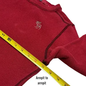 Y2K Abercrombie & Fitch Red Muscle Thermal Waffle Knit Extra Long Sleeve M‎ thumbnail 8