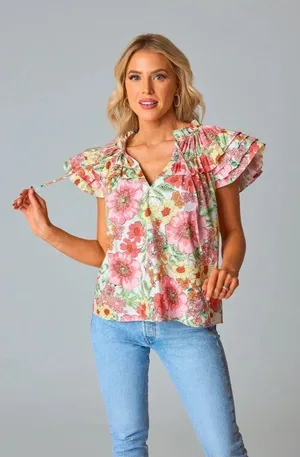 Camisa Con Estampados De Flores Para Mujer Talla Xs Marca Buddy Y Love Algodón thumbnail 1