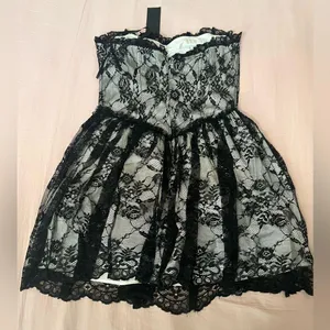 Dolls Kill Widow Black Strapless Babydoll Mini Dress thumbnail 4