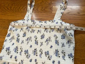 Hollister White Mini Dress with Blue Floral Print size M thumbnail 7