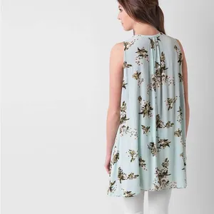 Free People Tree Swing Sleeveless Floral Mint Boho Flowy Tunic Tank Top Small thumbnail 2