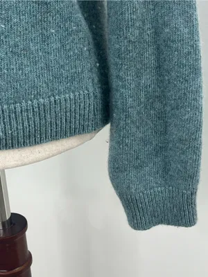Bianco & Blu Womens Blue Green Made In Italy Wool Blend Mock Neck Sweater Medium thumbnail 2