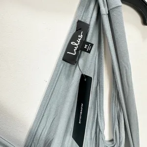Lulus Surplice Stretch Jersey Knit Maxi Dress Side Slit Dusty Mint Medium NWT thumbnail 4