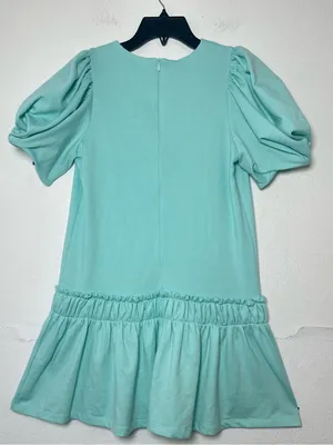 English Factory 100% Cotton Women’s XS Puff Sleeve Mini Dress in Mint Green thumbnail 4