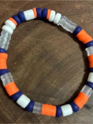 NWT Colorful Beaded Varsity Stretch Bracelet Orange thumbnail 1