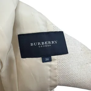 Burberry‎ London Suit Blazer Linen Blend Tan Cream Beige Size 38 US 4 thumbnail 11