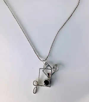 Fashion Square window Charm Necklace Silver thumbnail 1