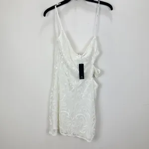 Lulus Want To Wow White Sequin Cutout One-Shoulder Bodycon Mini Dress XL NWT thumbnail 6