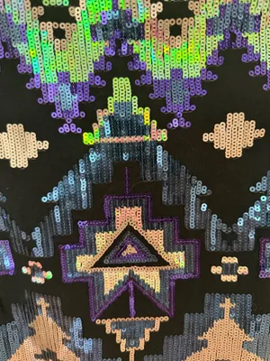 Vtg New Express Woman’s Aztec Sequin Mini Skirt, Sz S thumbnail 3