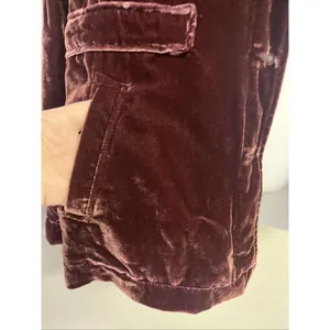 Loft Women’s Velvet Gorgeous Red Button Down Jacket Long Sleeve Pockets Small thumbnail 6