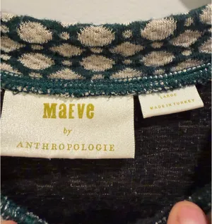 Maeve for Anthropologie Geo Patterned Textured Balloon Sleeve Sweater Green and Cream thumbnail 3