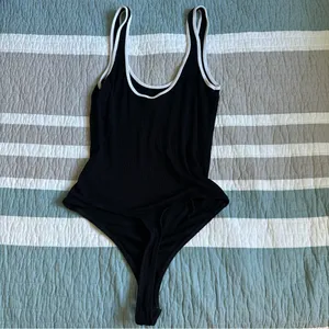 ASOS Black White Ribbed Bodysuit 4 S Tank thumbnail 5