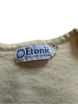 Etonic Vintage San Francisco 49ers Zephyr Wool V-Neck Sweater Cream L *HOLE* thumbnail 6