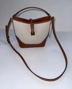 Mango Two-Tone Cream and Brown Crossbody Bucket Bag thumbnail 1