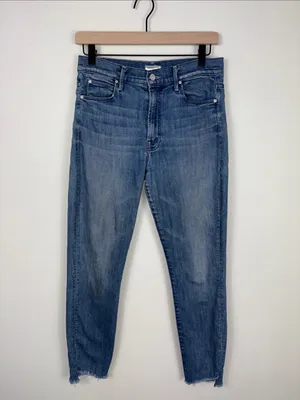 Mother Stunner Zip Ankle Step Fray Jeans Women’s Size 28 Good Girls Do Blue thumbnail 3