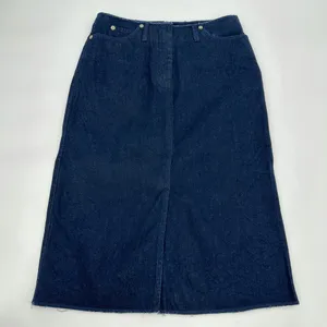 London Jean Skirt Womens 4 Dark Blue Denim Y2K 90s Low/No Waist Double Slit VTG thumbnail 1