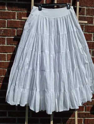 Jones New York signature Tiered maxi skirt Sz 6 white cotton Lined thumbnail 4
