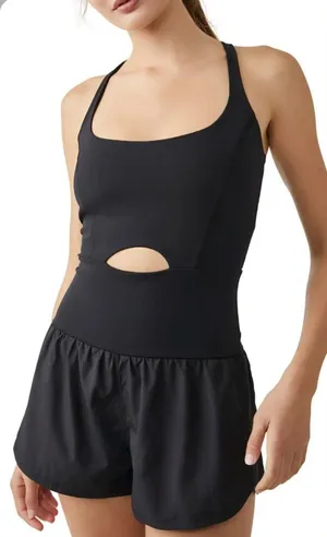 Free People Movement NWOT Righteous Runsie Romper Black Size L thumbnail 1