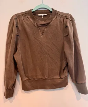 FRAME Shirred Puff-Sleeve Crewneck Sweatshirt S thumbnail 1