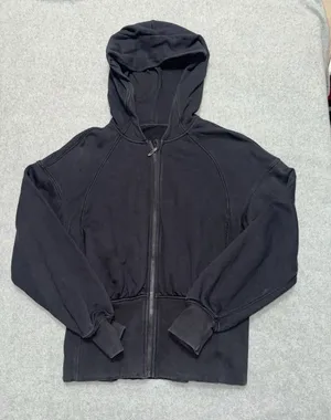 Lululemon Black Full Zip Balloon Sleeve Hooded Sweater Jacket 6 thumbnail 1
