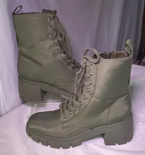 Steve Madden Khaki Lace-Up Combat Boots thumbnail 1