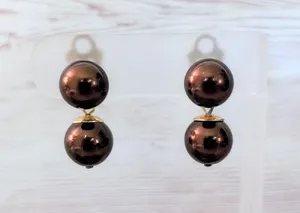 Vintage Clip On Earrings Metallic Brown Regal Elegant Statement Earrings thumbnail 1
