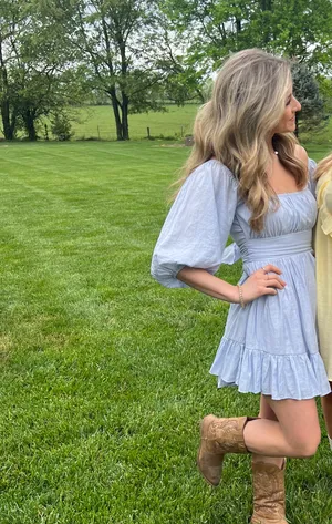 Petal and Pup Blue 3/4 sleeve Babydoll dress thumbnail 6