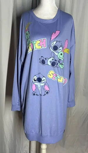 Disney Women’s Lavender Lilo & Stitch Graphic Sleep Lounger Size M thumbnail 1