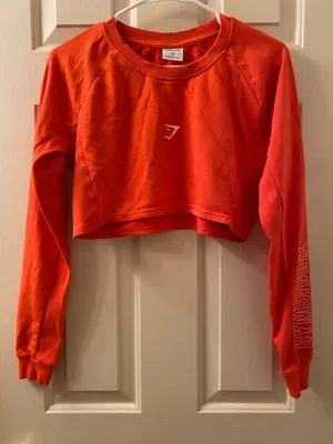 Gymshark Apollo Graphic Long Sleeve Crop Top Size Small Orange thumbnail 1