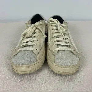 P448 Cream Low Top John Yeti‎ Fur Lace Up Distressed Sneaker thumbnail 4