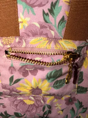 Pink Floral Sunflower Mini Backpack with Brown Straps thumbnail 3