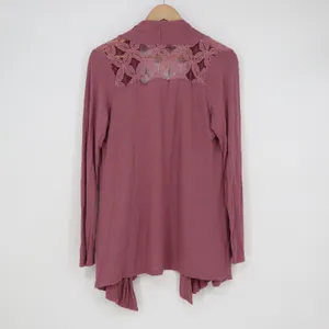 Always Indigo Mauve Lace Back Open Front Draped Cardigan Womens Large thumbnail 6