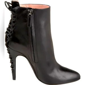Alexandra Neel 326 Black Leather Heeled Ankle Boots EU 37 Made Italy Chic w FLAW thumbnail 4